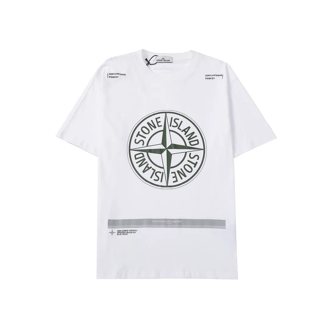 W616#P110💰 [Stone lsland/Stone Island summer new short-sleeved T-shirt with big green compass print on the chest] ⚠️[Original creation, high control of details] Made of 260g combed cotton 32-count double yarn - Simple basic versatile style, original single quality, the first choice for couples. - Made in a large factory, four needles and five threads on the shoulder, neatly arranged, high quality workmanship. - Same style for men and women, very versatile, one piece for each person Details are clearly visible. Color: Black White Size: M L